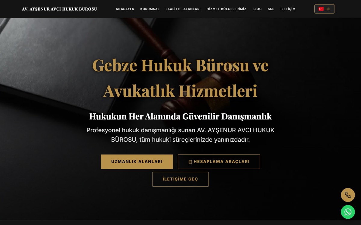 Screenshot der Website Av. Ayşenur Avcı